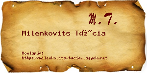 Milenkovits Tácia névjegykártya